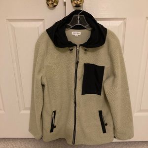 PacSun Hooded Sherpa Zip Jacket, Ivory, Men’s Med